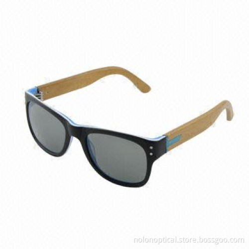 2014 fashion coating acetate sunglasses with wood temples